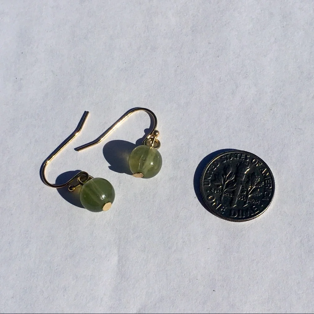 Green and Gold Dangle Earrings - Picture 3 of 3